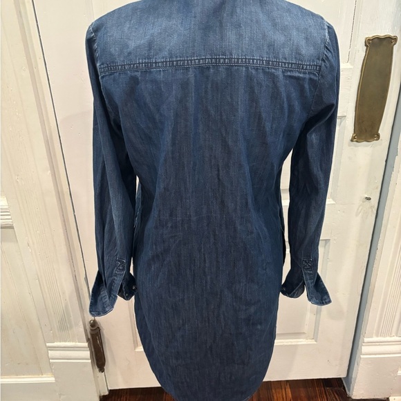 White House Black Market Dress Size 2 Jean Denim Cotton Collared Roll Tab Sleeve - Picture 4 of 7